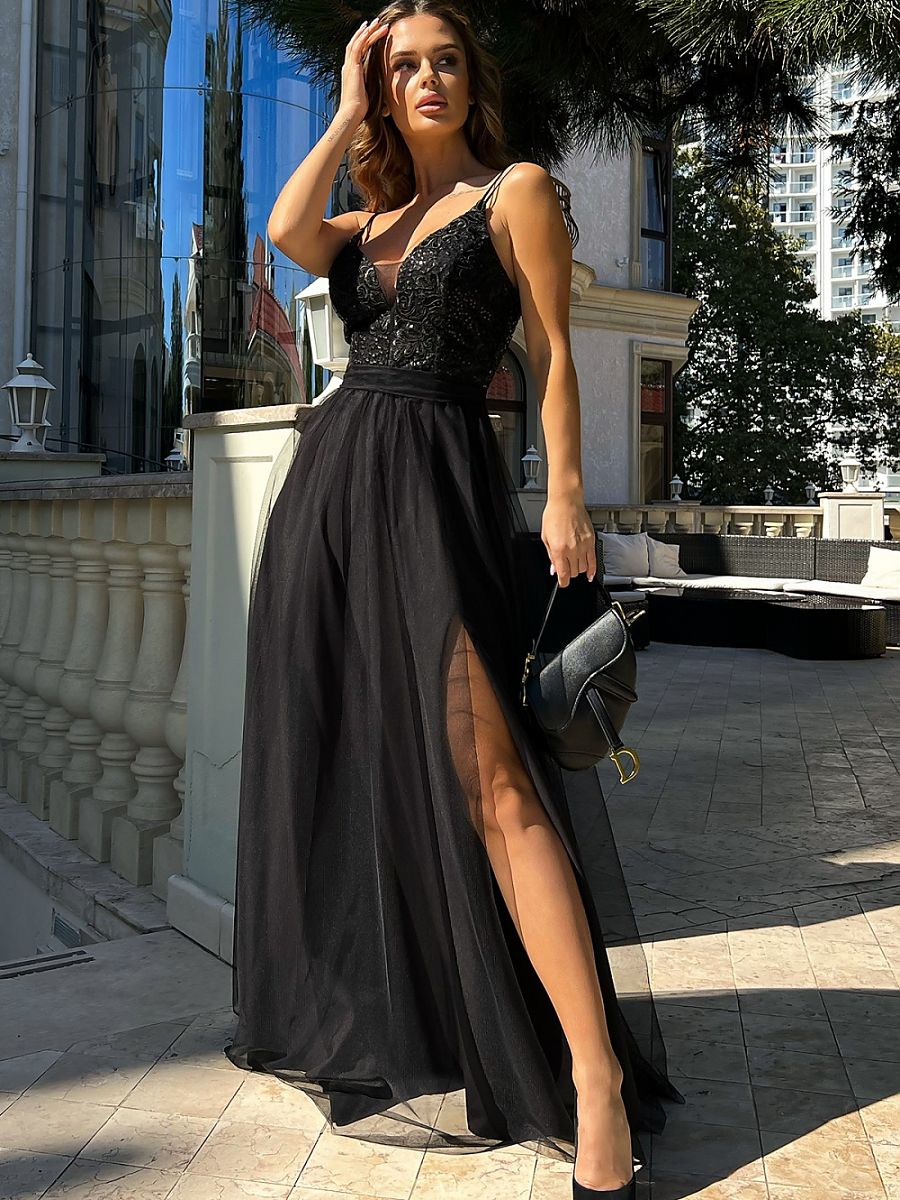 Robe longue Bicotone noir — FR 36 à FR 42