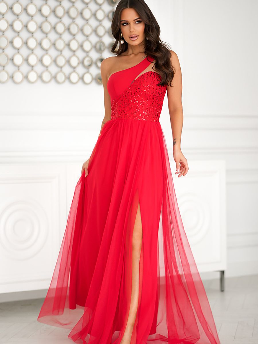 Robe longue Bicotone rouge — FR 36 à FR 42