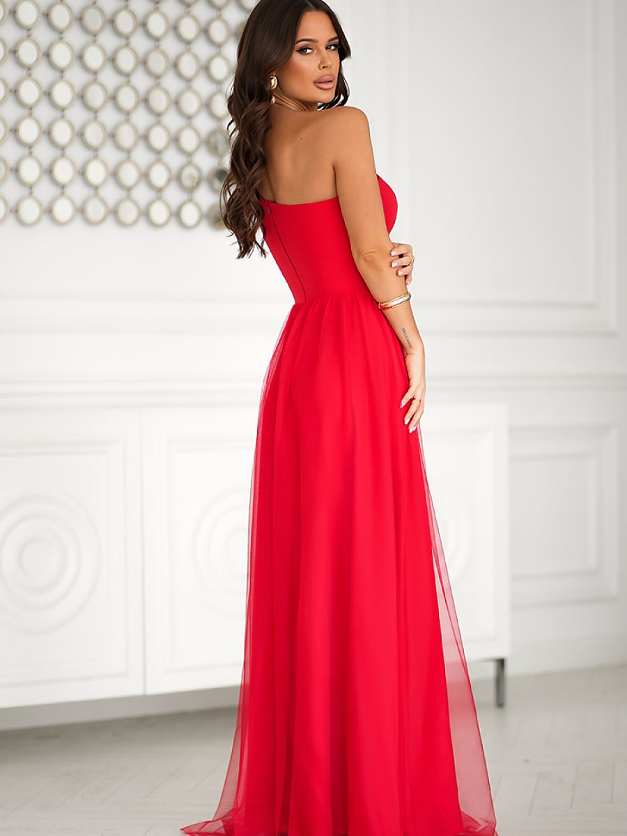 Robe longue Bicotone rouge — FR 36 à FR 42 - vue 3