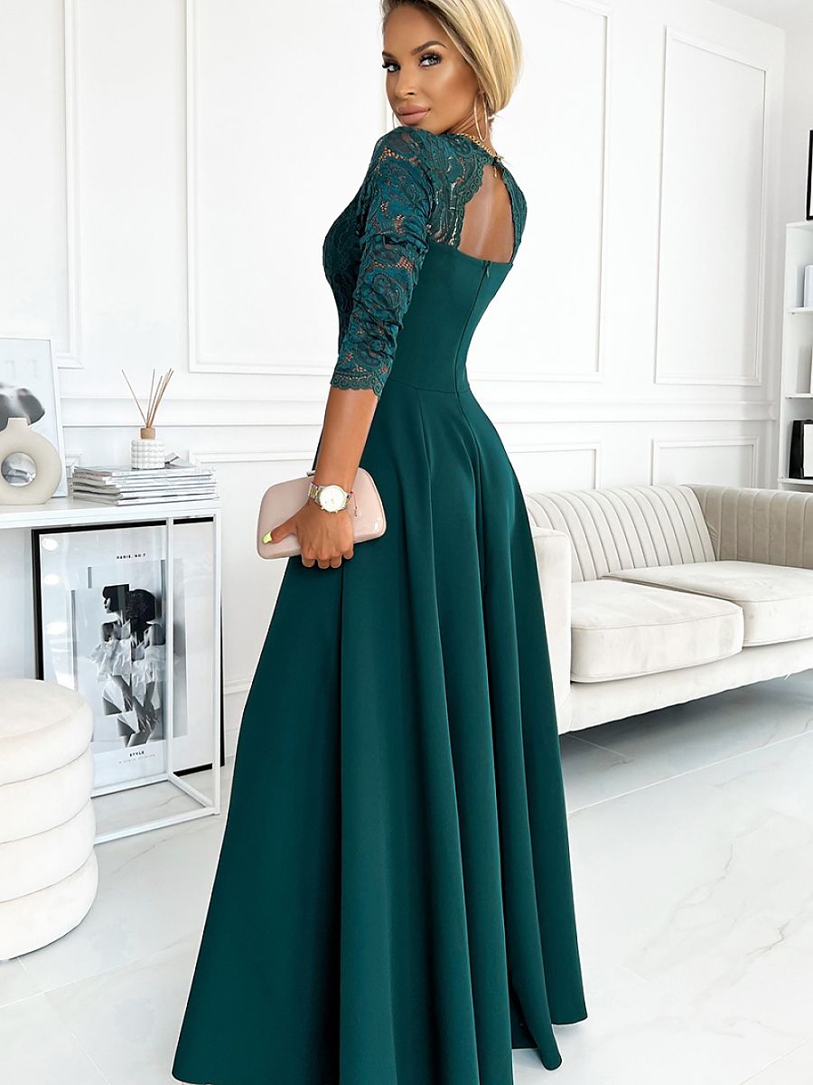 Robe longue Numoco vert — EU L | FR 42 à EU s | FR 38 - vue 2